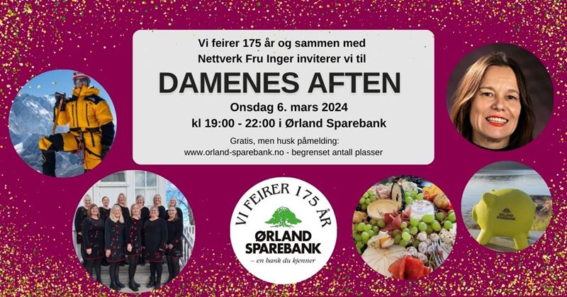 Informasjonsplakat om Damenes Aften i Ørland Sparebank