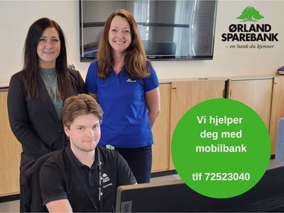 Turid, Alice og Mikkel på kundesenteret Ørland Sparebank