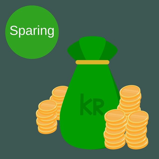 Bilde av pengesekk med kroner og tekst "sparing"