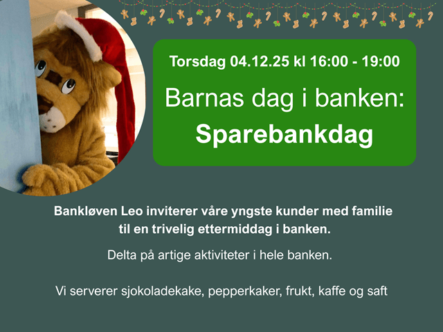 Plakat om Sparebankdag med Leo